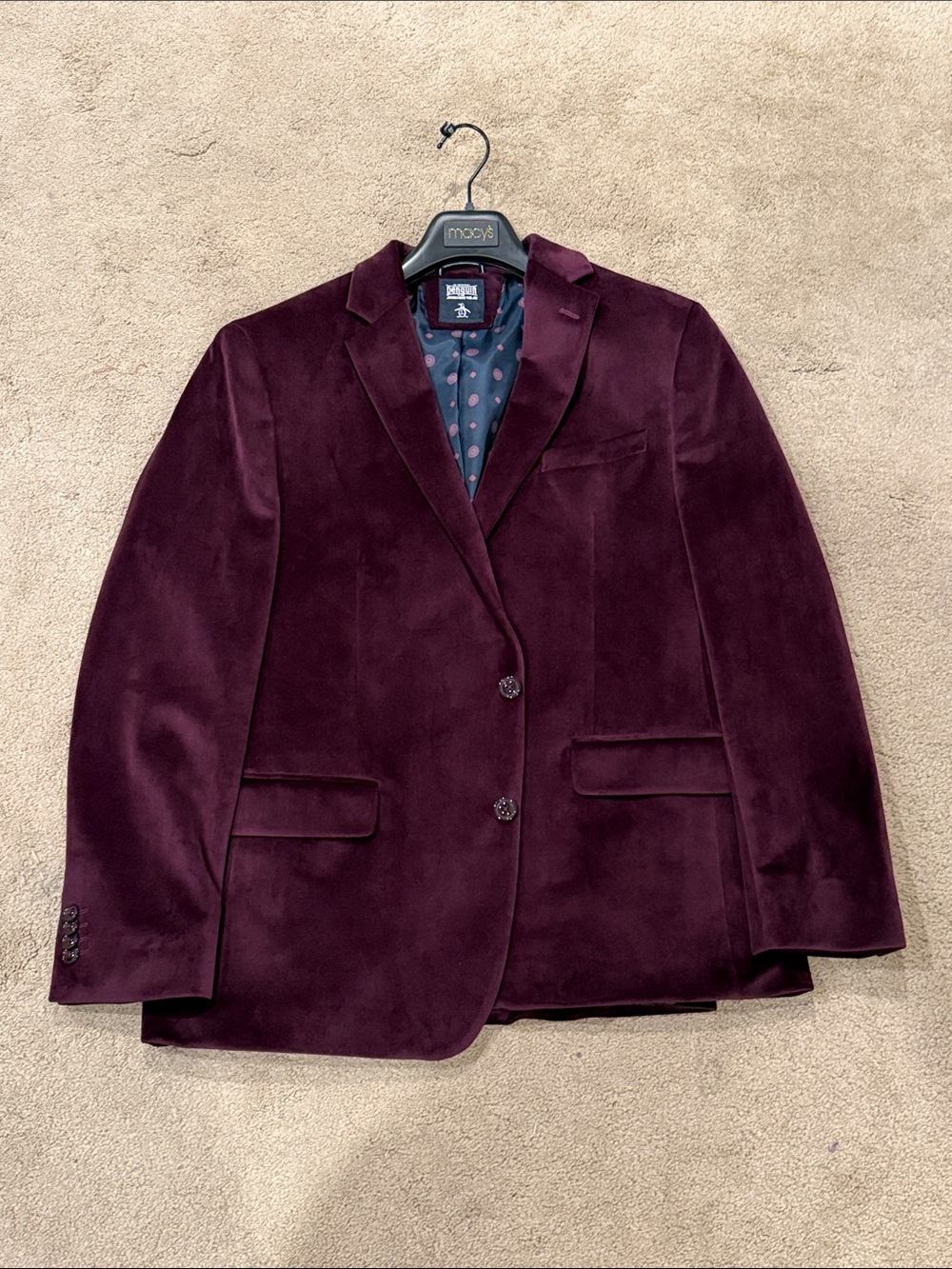 Original Penguin Men's Burgundy Velvet Sport Coat